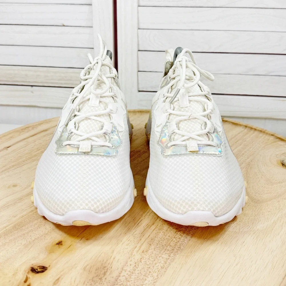 Nike React Element 55 Running Sneakers White Iridescent Women Size 10 CN0147-100